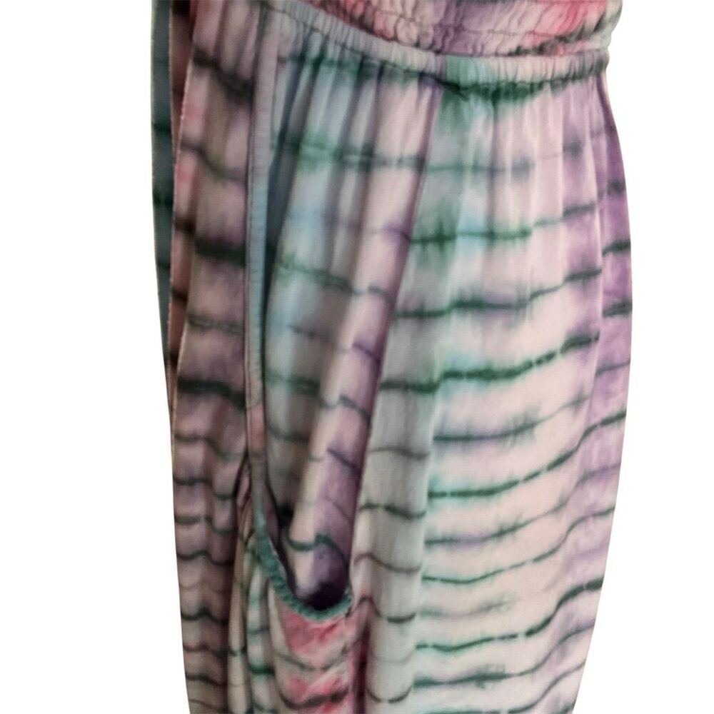 Earthbound Dress Womens S Multicolor Tie Dye Strapless Smocked Midi w/pockets - Picture 5 of 8